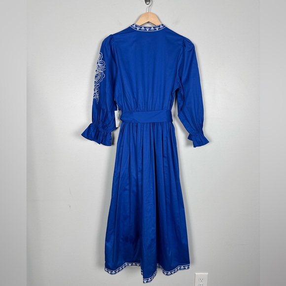 HYACINTH HOUSE Royal Blue with Baby Blue Embroidery Dowling Midi Dress - Picture 10 of 12